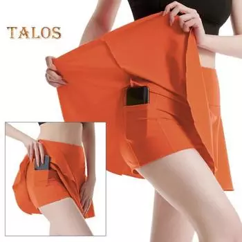 Женская юбка для йоги с защитными брюками, однотонная плиссированная спортивная юбка с высокой талией и внутренним карманом, спортивная юбка для тенниса и гольфа 2XL белый