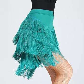 Женская юбка для латинских танцев, бальная румба, самба, кисточки, танцевальная одежда, женский тренировочный костюм для выступлений в стиле чача S чёрный