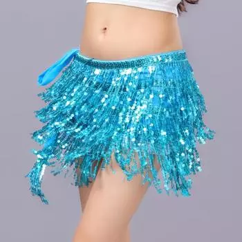 Женская юбка для танца живота, сексуальная юбка с блестками и кисточками на шнуровке, танцевальная юбка, шарф на талии, юбка дхоти