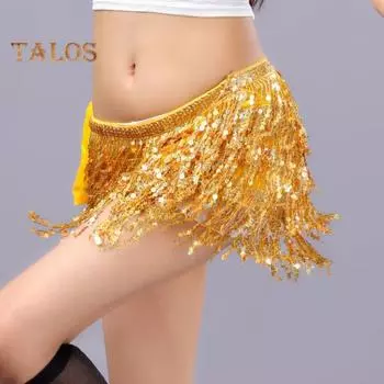 Женская юбка для танца живота, сексуальная юбка с блестками и кисточками на шнуровке, танцевальная юбка, шарф на талии, юбка дхоти
