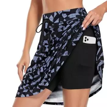 Женская юбка до колена для тенниса, гольфа, повседневная спортивная юбка с карманами XL синий