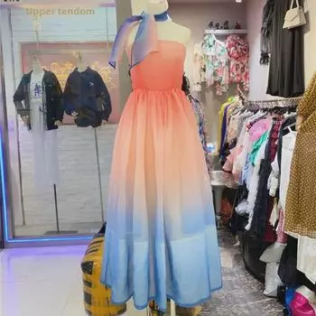 Женская юбка из шифоновой сетки с градиентом, топ-труба и шарф – Celebrity Style M цветочный