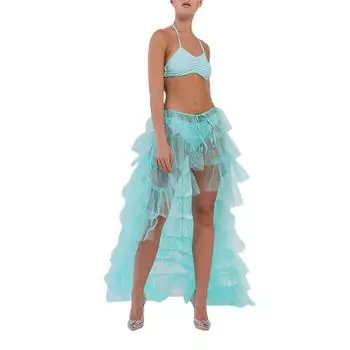 Женская юбка из тюля, однотонная сетчатая юбка с завязками, нестандартная юбка длиной до пола для гостей на свадьбе, ужина, коктейльной вечеринки