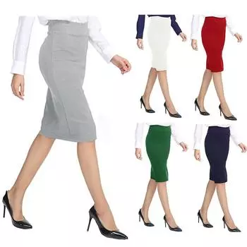 Женская юбка-карандаш Элегантное деловое платье-карандаш Юбка длиной до колена Юбка-миди Вечерняя юбка S чёрный