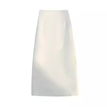 Женская юбка-костюм А-силуэта с высокой талией, юбка-миди с разрезом сзади, однотонная офисная женская юбка M бежевый