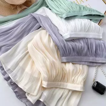 Женская юбка-макси с эластичным поясом, длинная юбка со средней посадкой, однотонная плиссированная юбка трапециевидной формы из ледяного шелка, вечерние, пляжная, свадебная юбка серый