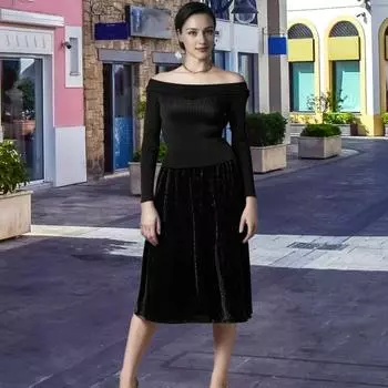 Женская юбка миди, эластичная юбка с высокой талией, длиной до середины икры, однотонная юбка из блестящего бархата с широким подолом абрикосовый