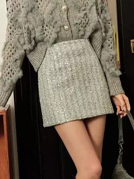 Женская юбка MISHOW, новинка 2024 года, элегантная модная однотонная универсальная юбка с высокой талией во французском стиле, MXC54B0166