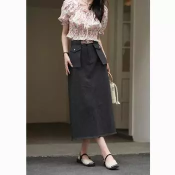 Женская юбка Mishow, универсальная модная однотонная элегантная повседневная юбка с карманами и разрезом, женское платье с высокой талией, MXC16B0031