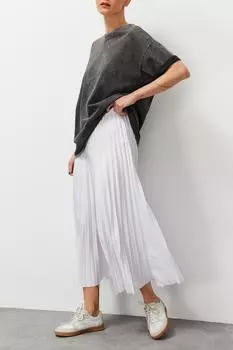 Женская юбка, модная новая сезонная плиссированная трикотажная юбка цвета экрю