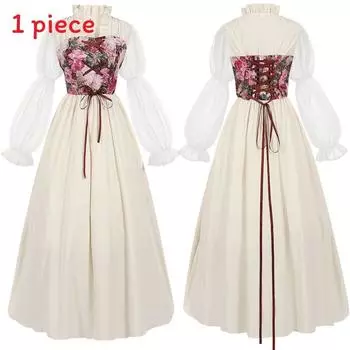 Женская юбка Платье эпохи Возрождения Фестивали Косплей Декор Костюмный набор Выступление 2XL