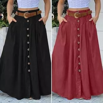 Женская юбка полной длины с высокой талией для отдыха и вечеринки, большие мешковатые макси-юбки XXXXXL чёрный