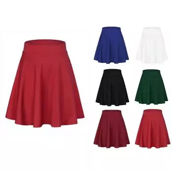 Женская юбка повседневная однотонная эластичная плиссированная длинная юбка А-силуэта XL вино красного