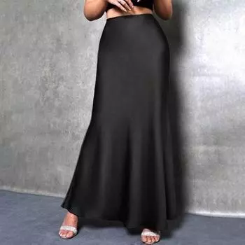 Женская юбка-рыбий хвост с высокой талией, однотонная, гладкая поверхность, А-силуэт, макси-юбка, работа S зелёный