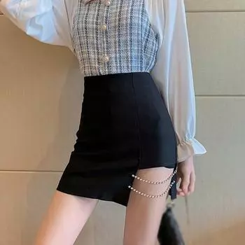 Женская юбка с асимметричным вырезом и высокой талией L