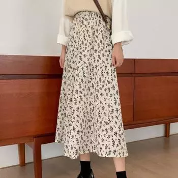 Женская юбка с цветочным принтом, модная элегантная юбка для вечеринок, женская повседневная удобная юбка One Size чёрный