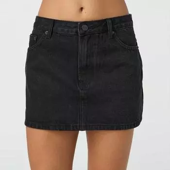 Женская юбка с высокой талией, эластичные джинсовые юбки, повседневные, облегающие, короткие юбки L чёрный