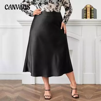 Женская юбка с высокой талией и молнией Swing Temperament Sexy A Line 1XL чёрный