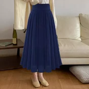 Женская юбка с высокой талией, плиссированная, свободная, однотонная, эластичная резинка на талии, мягкая, двухслойная, длиной до середины икры, для выпускного вечера, повседневная, миди, Sk S розовый