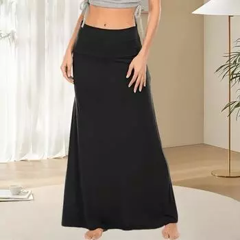 Женская юбка с высокой талией, юбка макси с запахом на бедрах, однотонная юбка длиной до щиколотки, домашняя повседневная вечерняя юбка для отдыха XL серый