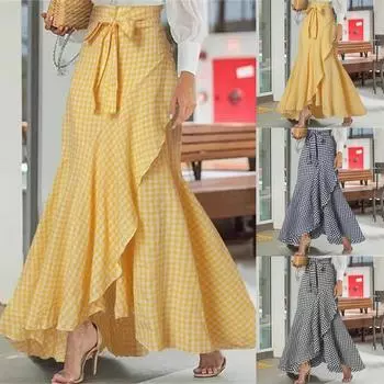 Женская юбка с высокой талией, юбка с оборкой на подоле, эластичная юбка-русалка на талии сзади, платье для выпускного вечера XXXXXL чёрный