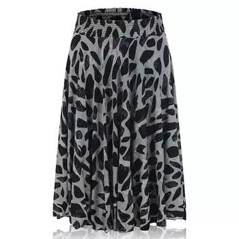 Женская юбка с высокой талией, весна и осень, женская юбка со складками, повседневные женские плавки, юбка средней длины с цветочным принтом, женская юбка one size