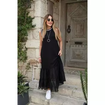 Женская юбка, шифоновое платье без рукавов в рубчик