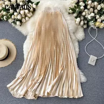 Женская юбка Tide Light Luxury Heavy Industry с плиссировкой средней длины А-силуэта, юбка-плиссе на половину тела, весна-осень one size чёрный