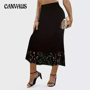 Женская юбка-трапеция больших размеров, юбка-рыбий хвост, весна-лето 1XL чёрный