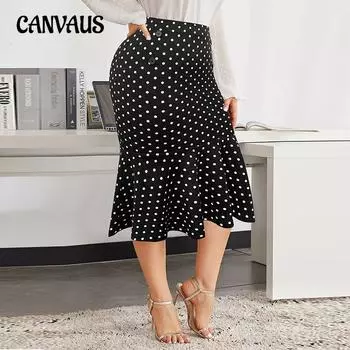 Женская юбка-трапеция и элегантность больших размеров, облегающая юбка средней длины с фасоном «рыбий хвост» 1XL темно-красного