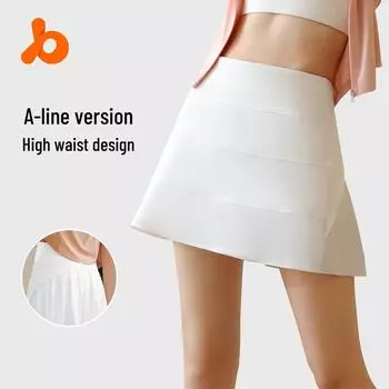 Женская юбка-трапеция Juyitang с плиссировкой и защитой от воздействия окружающей среды — имитация двух частей, на ощупь как лед, высокая талия, эластичная, большой размер, спортивный стиль. M