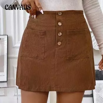 Женская юбка-трапеция New Ethos Commuter с карманом из вельвета 1XL