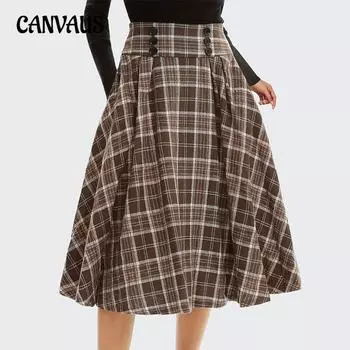 Женская юбка-трапеция средней длины в клетку в стиле темперамент большого размера для весны и осени 1XL