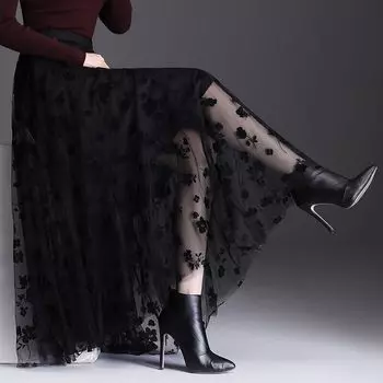 Женская юбка весна-лето с широкими складками, юбка с принтом и драпировкой, тонкая юбка-полусолнце 3XL