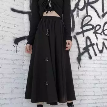 Женская юбка-застежка в стиле ретро средней длины, узкая юбка А-силуэта L чёрный