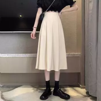 Женская юбка-зонтик А-силуэта с высокой талией и средней длиной, весна-лето 2024 г. XL абрикосовый