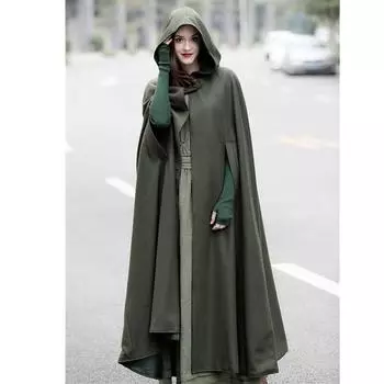 Женская удлиненная накидка-шаль, однотонная тонкая куртка с капюшоном XL