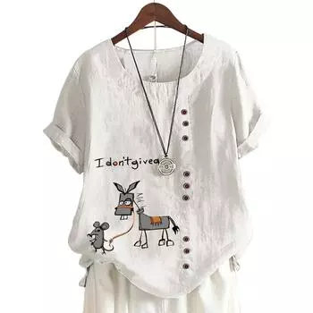 Женская удобная хлопковая футболка свободного кроя с уникальным принтом S озеро синий