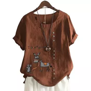 Женская удобная хлопковая футболка свободного кроя с уникальным принтом S озеро синий