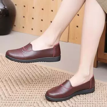 Женская удобная обувь, лоферы, повседневные туфли на плоской подошве, простые дышащие прогулочные туфли без шнуровки на мягкой подошве 35 чёрный
