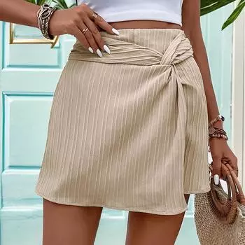 Женская удобная повседневная однотонная плиссированная юбка с высокой талией, брюки, летняя одежда, женские шорты 2024 года L