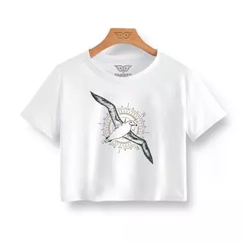 Женская укороченная футболка с коротким рукавом с принтом «Альбатрос», летний модный укороченный топ, женская хлопковая укороченная футболка, однотонная повседневная женская футболка, Tarrzzcom