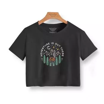 Женская укороченная футболка с коротким рукавом с принтом приключений, летний модный укороченный топ, женская хлопковая укороченная футболка, однотонная повседневная женская футболка, Tarrzzcom