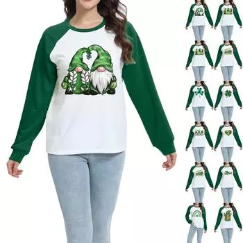 Женская ул.. День Патрика Одежда Топы Повседневная рубашка с длинным рукавом XL