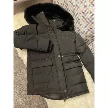 Женская ультралегкая куртка-пуховик с капюшоном на черном утином пуху, теплая куртка-парка, женская переносная верхняя одежда Windbre 2024 Winter Aker S чёрный