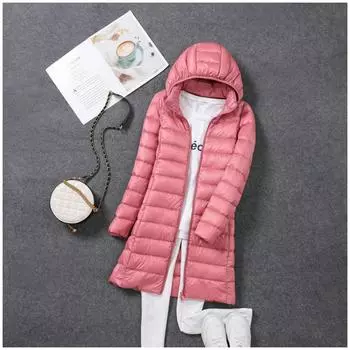 Женская ультралегкая куртка с капюшоном, тонкая парка с длинным рукавом, пальто S