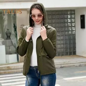 Женская уличная куртка-дождевик из сетки, тонкое свободное покройное повседневное пальто для кемпинга, пешего туризма, с капюшоном и подкладкой, водонепроницаемая ветровка с карманами S армия зеленый