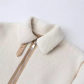 Женская уличная мода осень-зима 2024 года, флисовая куртка с двухсторонними лацканами, куртка-топ XS чёрный