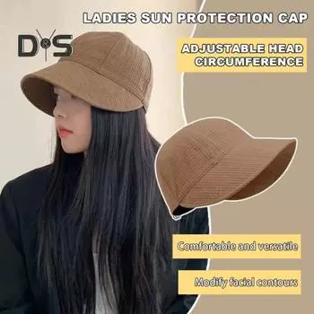 Женская уличная шляпа с защитой от солнца, широкими полями и защитой от ультрафиолета, сплошной цвет, регулируемый шнурок, складная легкая солнцезащитная кепка для сада и путешествий, рыбацкая шляпа чёрный