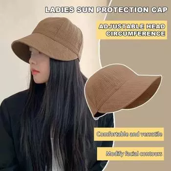 Женская уличная шляпа с защитой от солнца, широкими полями и защитой от ультрафиолета, сплошной цвет, регулируемый шнурок, складная легкая солнцезащитная кепка для сада и путешествий, рыбацкая шляпа чёрный